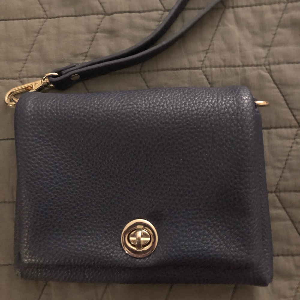 Blue Faux-Leather Clutch